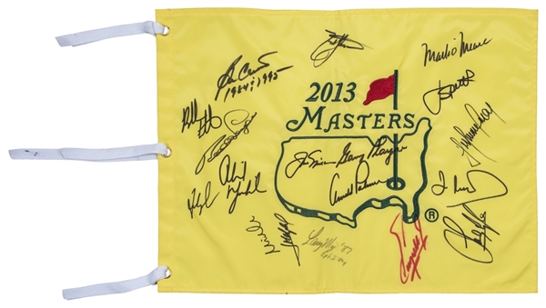 2013 Multi-Signed Golf Masters Flag With 18 Signatures Including Palmer, Nicklaus & Player (Beckett)